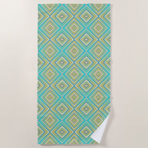Turquoise Blues Alternative Diamond Pattern Beach Towel