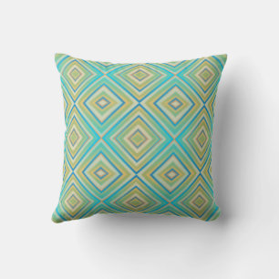 Turquoise Blues Alternative Diamond Pattern Cushion