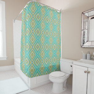 Turquoise Blues Alternative Diamond Pattern Shower Curtain