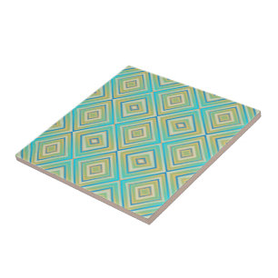 Turquoise Blues Alternative Diamond Pattern  Tile