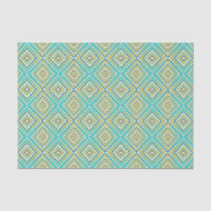 Turquoise Blues Alternative Diamond Pattern Tissue Paper