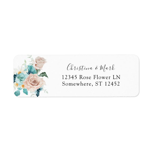 Turquoise & Blush Pink Return Address Label 2 (Front)