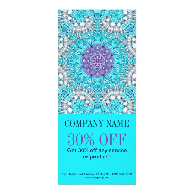 turquoise bohemian henna Pattern Yoga Instructor Rack Card (Front)