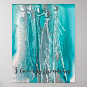 Turquoise Boho Friendship quote Poster