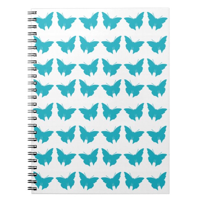 Turquoise Bold Butterflies Notebook (Front)