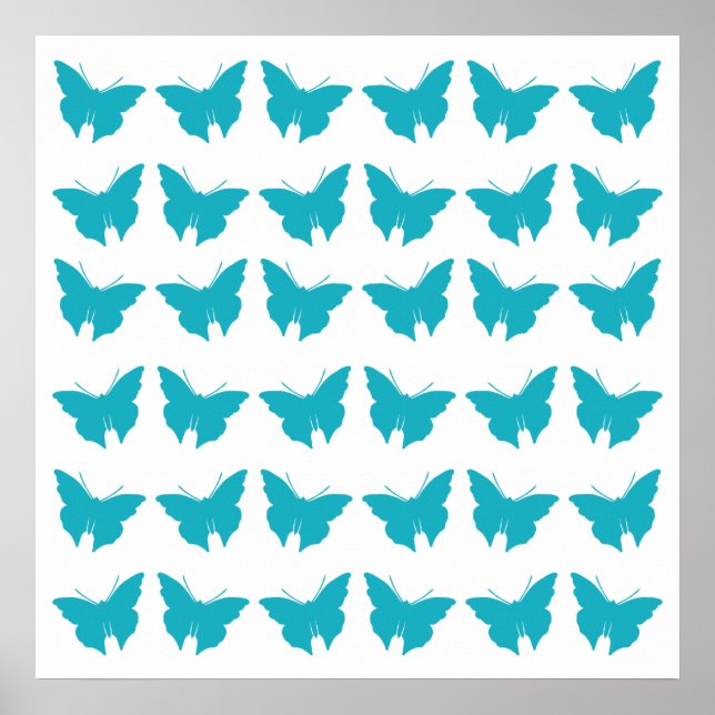 Turquoise Bold Butterflies Poster (Front)