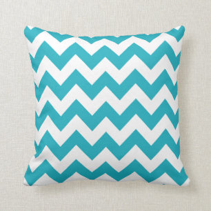 Turquoise Bold Chevron Cushion
