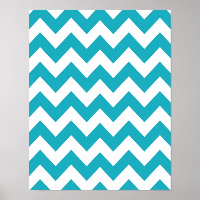 Turquoise Bold Chevron Poster (Front)