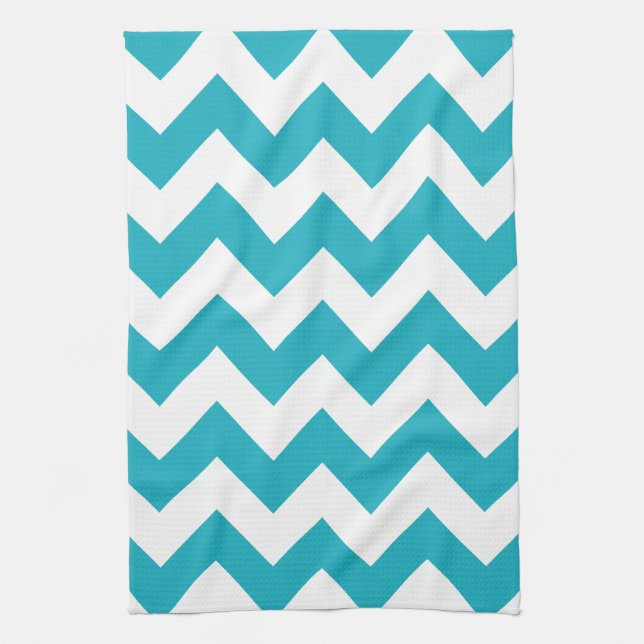 Turquoise Bold Chevron Tea Towel (Vertical)