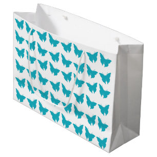 Turquoise Bold Mod Butterflies Large Gift Bag