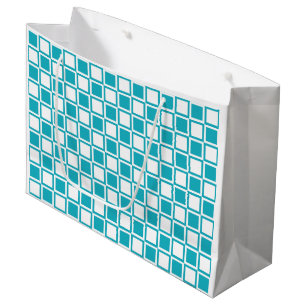 Turquoise Bold Mod Squares Large Gift Bag