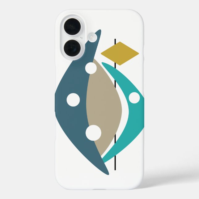 Turquoise Boomerang Retro Mid Century Modern Case-Mate iPhone Case (Back)