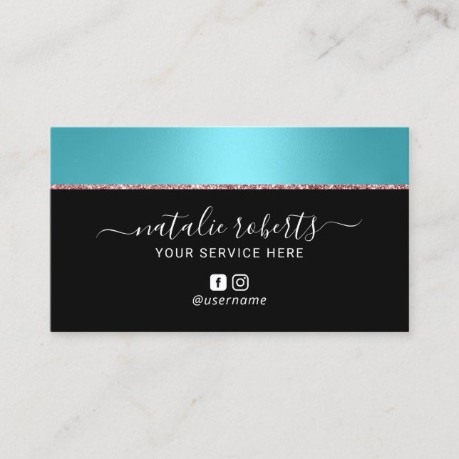Turquoise Border Makeup Artist Hair Stylist Salon Business Card (Front)