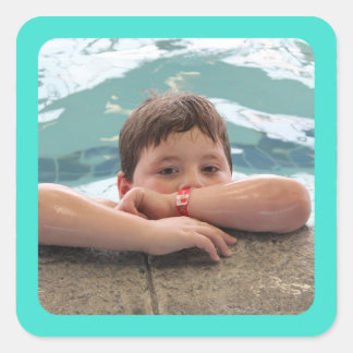 Turquoise Border Photo Sticker