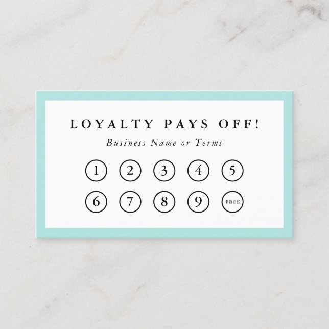 Turquoise Border Social Media Loyalty Punch Card (Front)