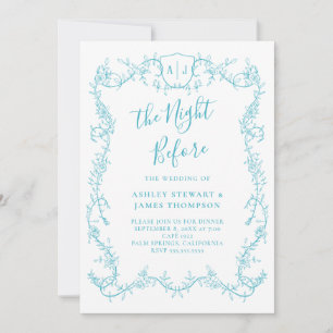 Turquoise Botanical Wedding Rehearsal Dinner Invitation