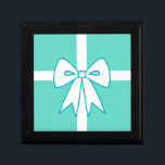 Turquoise Bow Jewellery Keepsake Box<br><div class="desc">The design is from original art.</div>