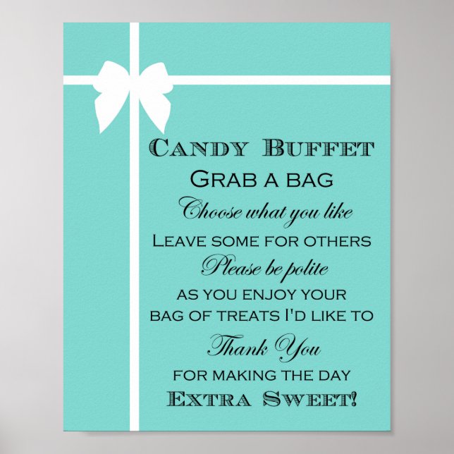Turquoise Bridal Shower Game Sign Aqua (Front)