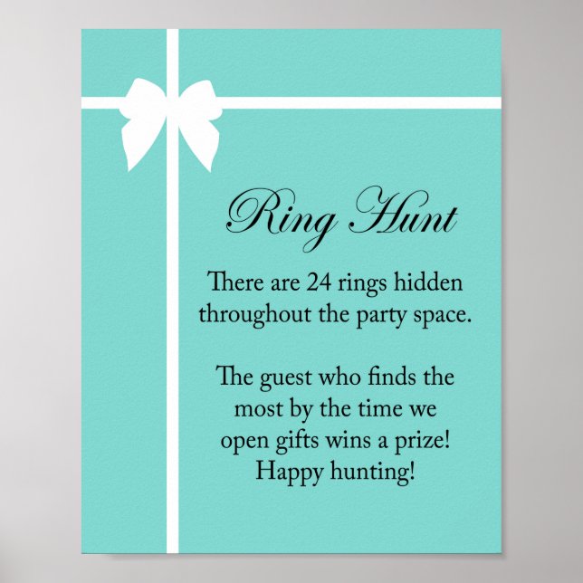 Turquoise Bridal Shower Game Sign Aqua (Front)