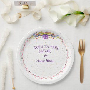 Turquoise Bridal Tea Party Shower Paper Plate