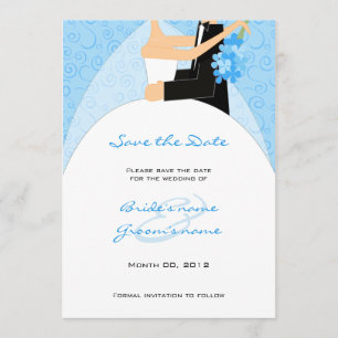 Turquoise Bride and Groom Save the Date Cards
