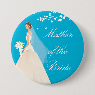 Turquoise Bride MOB Bridal Party Button