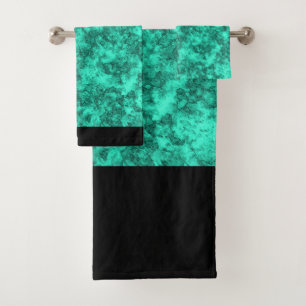 Turquoise bright marble pattern bath towel set