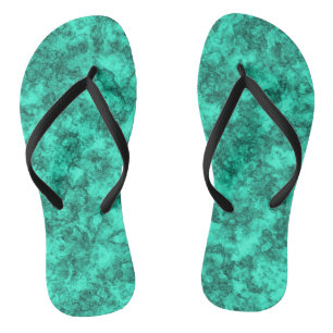 Turquoise bright marble pattern flip flops