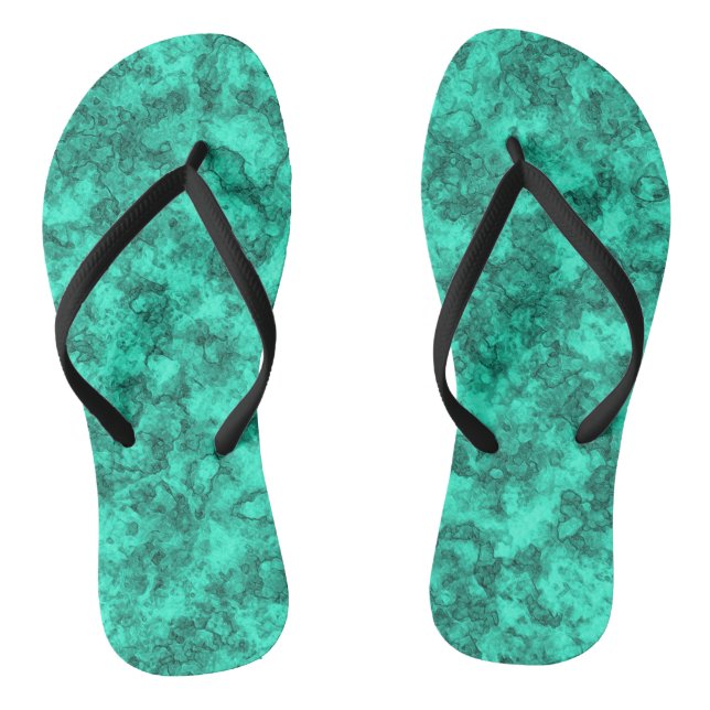 Turquoise bright marble pattern flip flops (Footbed)