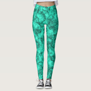 Turquoise bright marble pattern leggings