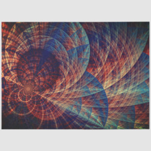Turquoise Brown Abstract Fractal 15 Decoupage Tissue Paper