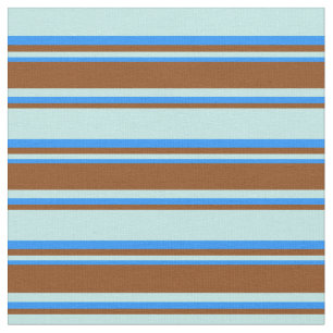Turquoise, Brown & Blue Pattern of Stripes Fabric