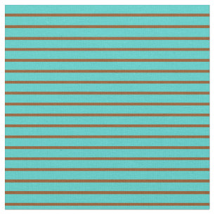 Turquoise & Brown Coloured Lined/Striped Pattern Fabric