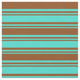 Turquoise & Brown Coloured Stripes Fabric