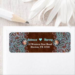 turquoise brown cowboy country western wedding