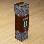 turquoise brown cowboy country western wedding wine gift box<br><div class="desc">turquoise brown cowboy country western wedding wine box. Western Wine Box Table Numbers for your country cowboy wedding reception dinner.</div>