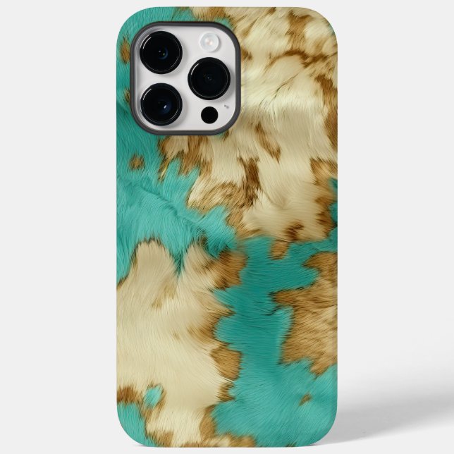 Turquoise Brown Cream Animal Cowhide Western  Case-Mate iPhone Case (Back)