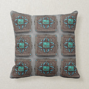 Turquoise & Brown Nepali Pillow