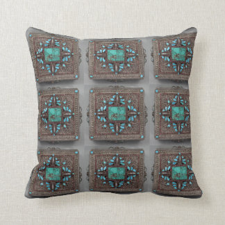 Turquoise & Brown Nepali Pillow