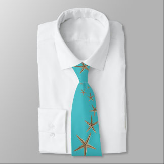 Turquoise Brown Skinny Starfish Tie