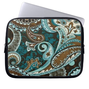 Turquoise Brown Vintage Paisley Laptop Sleeve