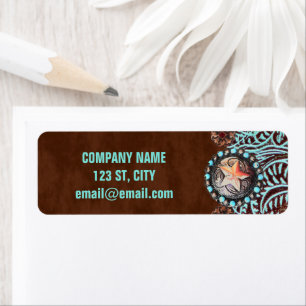 turquoise brown western country tooled leather