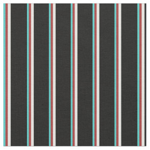 Turquoise, Brown, White, and Black Pattern Fabric