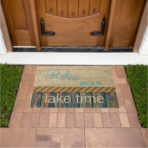 Turquoise Brown Wood Look Faux Burlap Pattern