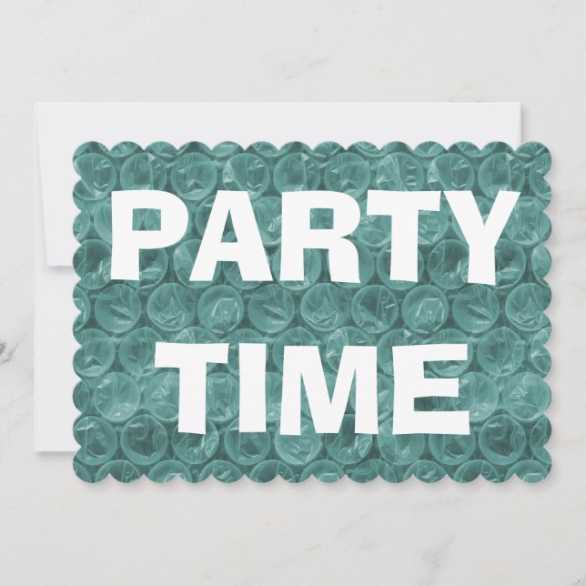 Turquoise bubble wrap pattern birthday party invitation (Front)