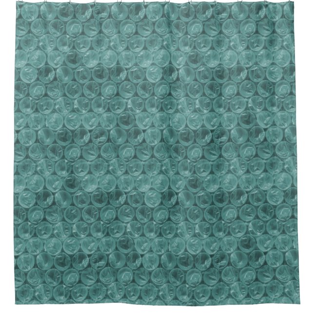 Turquoise bubble wrap pattern shower curtain (Front)
