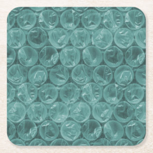 Turquoise bubble wrap pattern square paper coaster