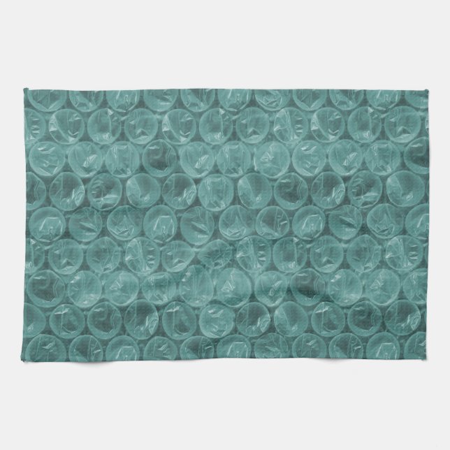 Turquoise bubble wrap pattern tea towel (Horizontal)