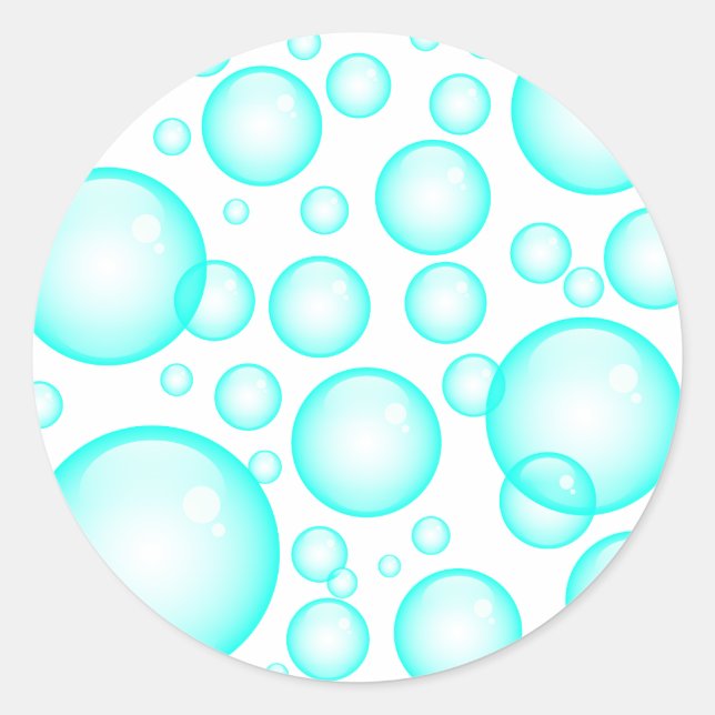 Turquoise Bubbles Classic Round Sticker (Front)