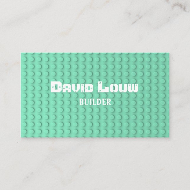 Turquoise building blocks business card (Front)